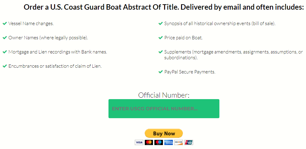 Order page for Vessel Title Abstracts