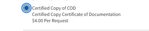 How to order certified copy of COD